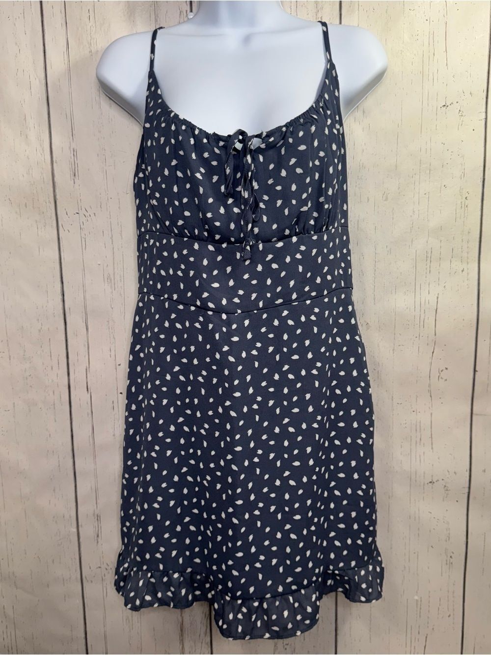Abercrombie & Fitch Blue Abstract Speckled Tie Front Babydoll Y2K Mini Dress M